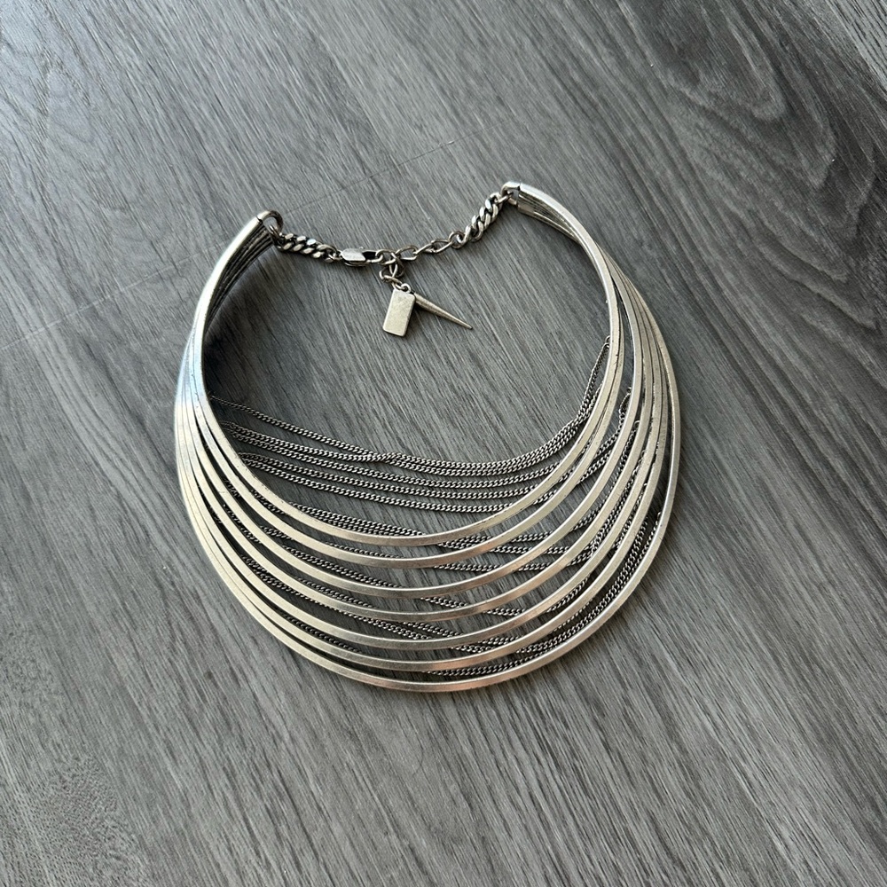 NEW Jenny Bird Silver Multi-Strand Statement Necklace Choker - Picture 2 of 4